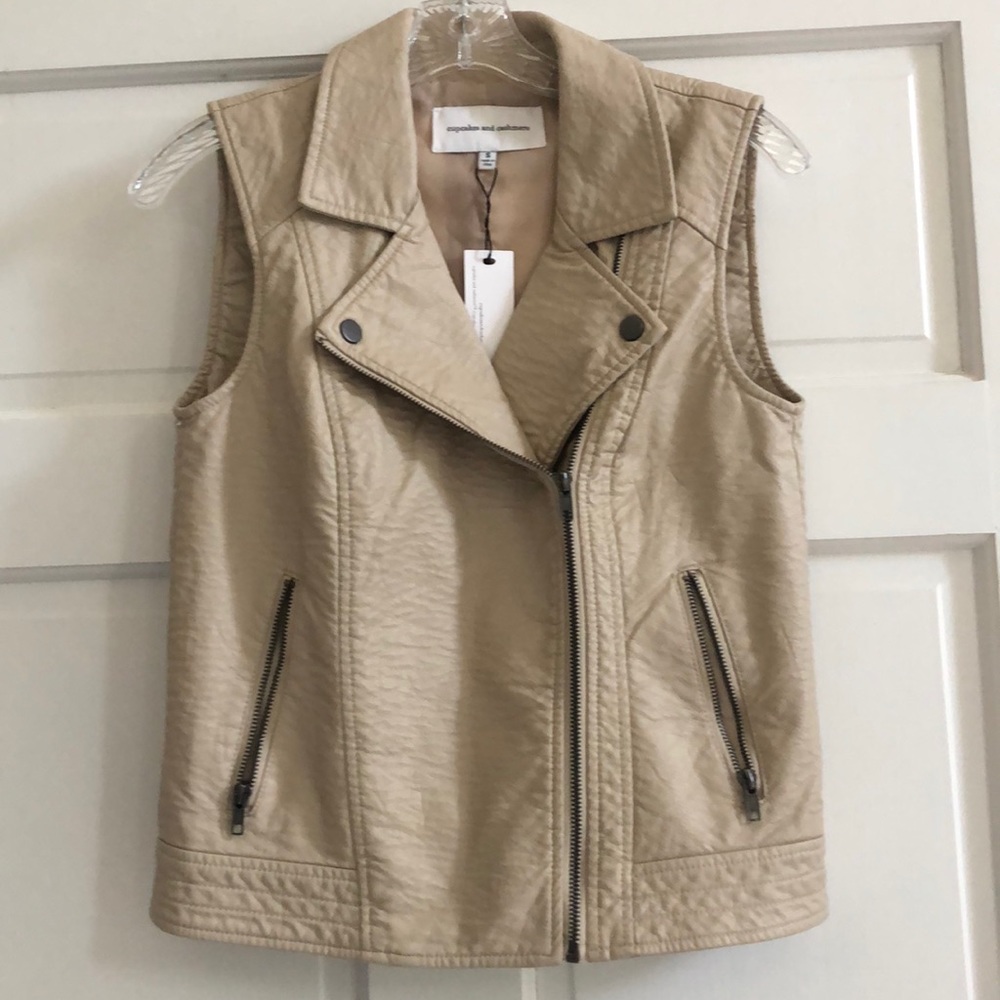 Tan leather vest